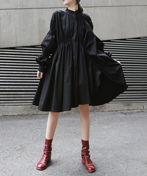 Gather Twist Balloon Shirt Dress